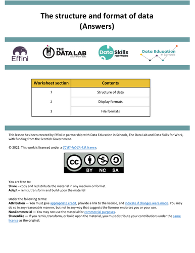 Data Science - Structure and format of data | Teaching Resources