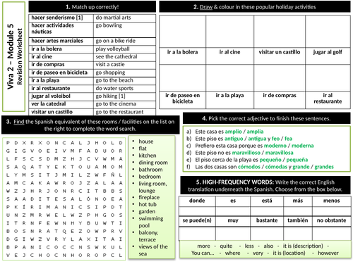 Viva 2 Module 5 Revision Worksheet