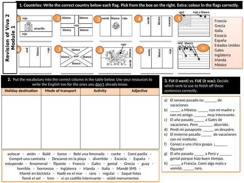 Viva 2 Module 1 Revision Worksheet