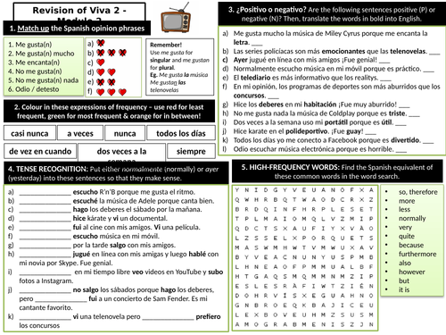 Viva 2 Module 2 Revision Worksheet