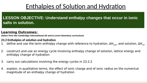 Enthalpies of Solution and Hydration (Year 13 Chemical Energetics #2 ...