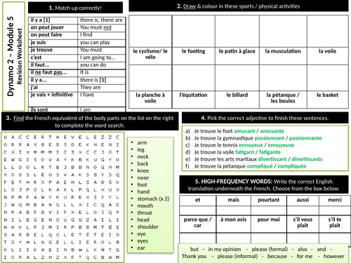 Dynamo 2 Module 5 Revision Worksheet