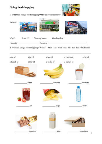 Going food shopping at the supermarket ESOL lesson | Teaching Resources