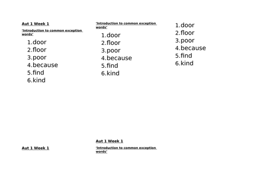 WEEKLY YEAR 2 SPELLINGS: FULL SCHOOL YEAR