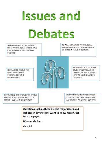 Issues and Debates student booklet AQA A level psychology. | Teaching ...