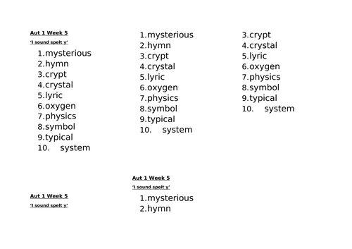 YEAR 4 WEEKLY SPELLINGS FULL SCHOOL YEAR
