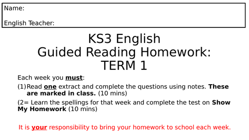 s2 english homework booklet