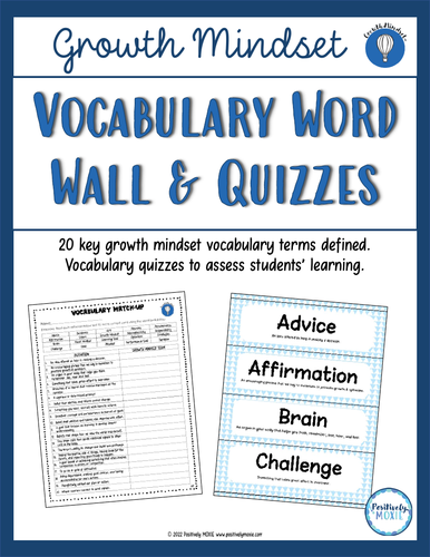 Growth Mindset Vocabulary Words | Teaching Resources