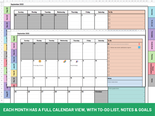 Editable Digital Teacher Planner & Monthly Calendar | 2022/23 | Google ...