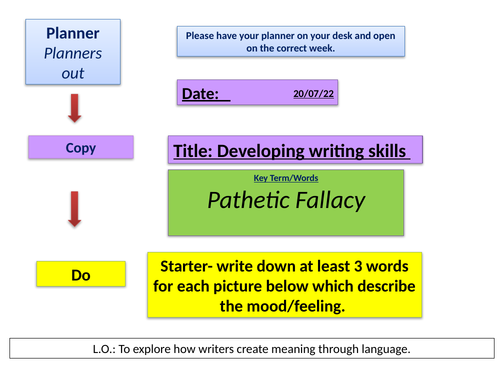 KS3 Creative Writing Using Pathetic Fallacy Teaching Resources