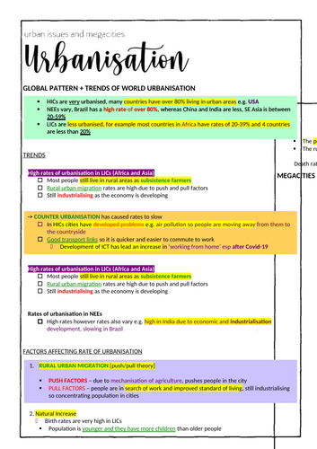 GCSE Geography: Paper 2 Urban Issues & Challenges