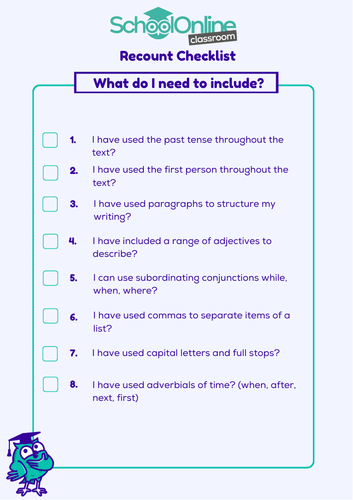 A school trip recount, English, KS2, Text types