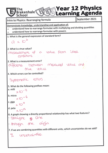 OCR Physics A Introduction: Rearranging formula