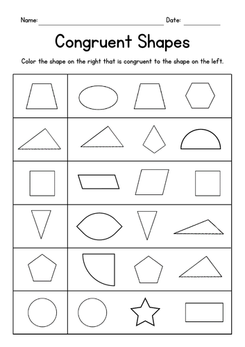 Identifying Congruent Shapes - Geometry Worksheets