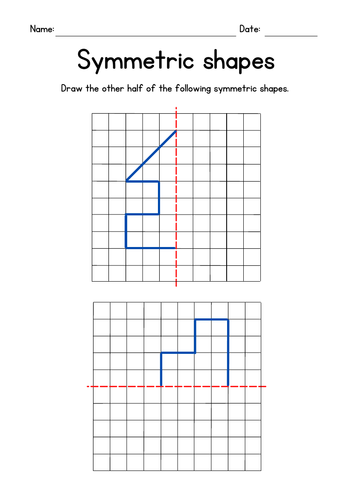 Completing Symmetrical Shapes - Geometry Worksheets