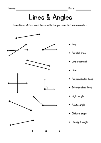 Drawing & Identifying Lines, Segments, Rays and Angles