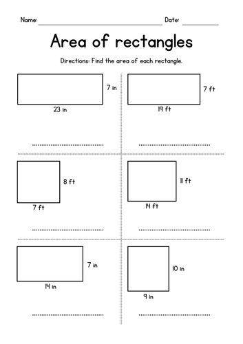 Area of Rectangles - Geometry Worksheets