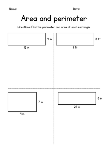 Area and Perimeter of Rectangles Worksheets