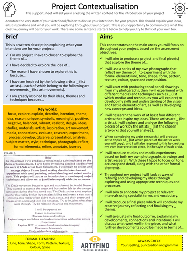EDEXCEL GCSE Project Contextualisation (Brief & Aims) - Art, Textiles ...