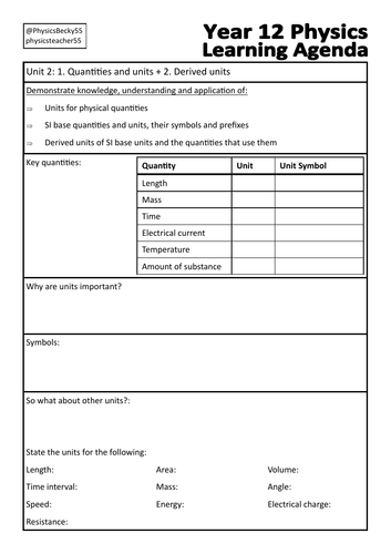 OCR Physics A Chapter 2: 1. Quantities and Units + 2. Derived Units