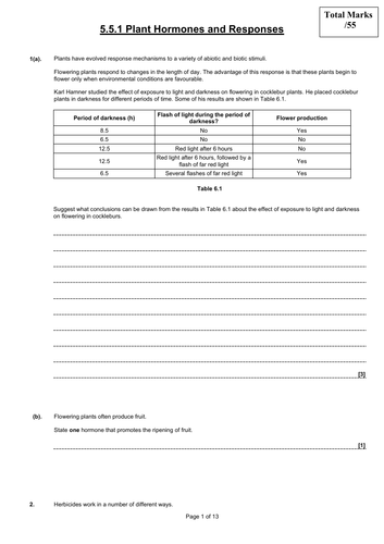 5.5 Plant and Animal Responses SP | Teaching Resources