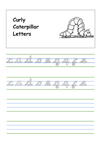 Cursive Curly Caterpillar Letter Practice Sheet | Teaching Resources