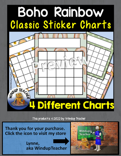 Boho Rainbow Classic Sticker Charts | Teaching Resources