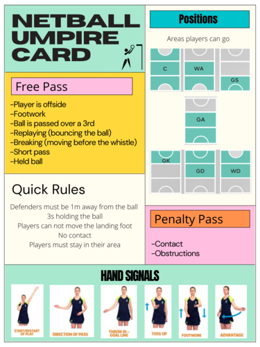 Netball umpire card