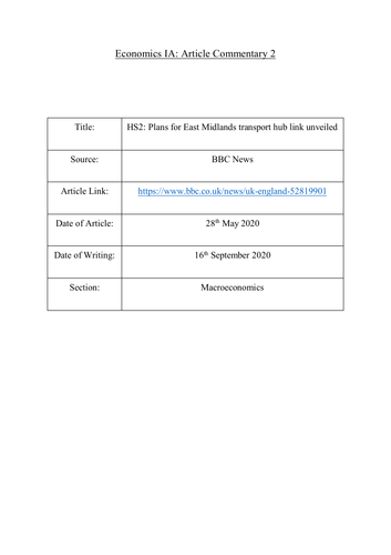 Ib Economics Hl Internal Assessment Sample