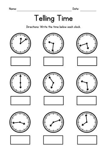 Telling Time (1 minute intervals) - Reading Analog Clocks