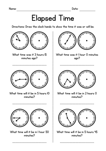 Elapsed Time (5 minute intervals) Worksheets