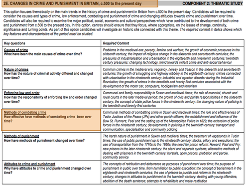 Eduqas History Crime & Punishment - Key Question 4: Methods of Combating Crime - Consolidation