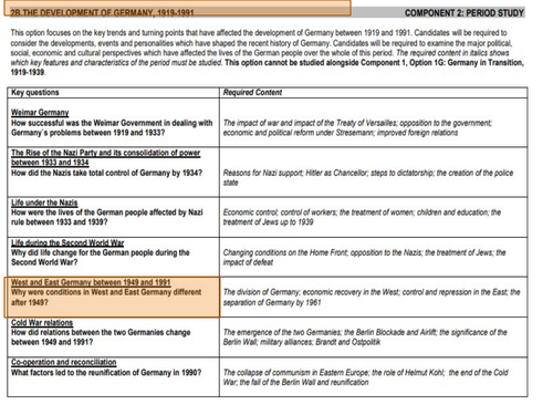 Eduqas History Germany 1919-1991 - Key Question 5: West & East Germany - Lesson 3