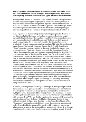A Christmas Carol Grade 9 GCSE Answers  Teaching Resources