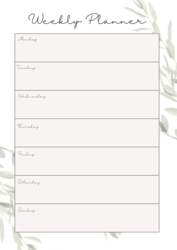 Olive Minimal Weekly Planner Template A4 