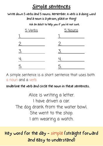 homework sentence with