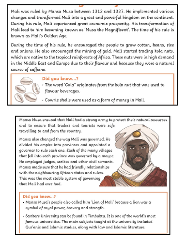 Medieval Africa SOW Year 7 | Teaching Resources