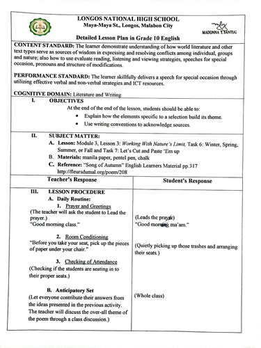 english lesson plan for grade 10 pdf