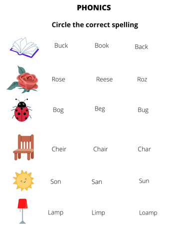 Circle the right spelling-EYFS Worksheet | Teaching Resources