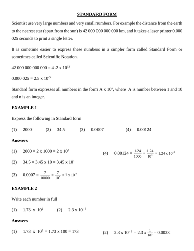 standard-form-teaching-resources