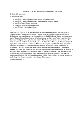 RS 12 Mark Essay Bundle | Teaching Resources