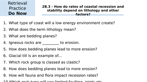 Edexcel A Level Geography - Coastal Landscapes & Change EQ1 Lessons ...