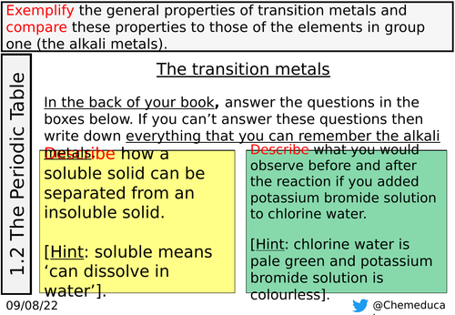 1.3.1-2 The transition metals (AQA GCSE Chemistry)