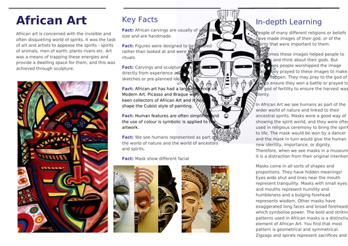 African Art Facts Worksheets Characteristics, Elements