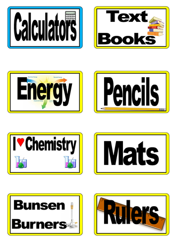 Science Words Labels