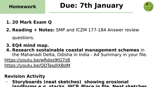 Edexcel A level Geography - Coastal Landscapes & Change - Lessons - EQ4 ...