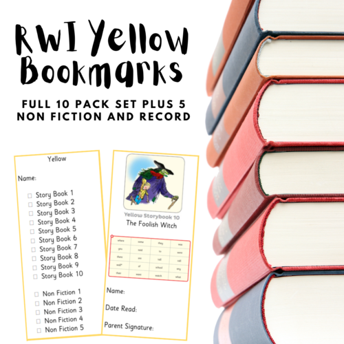 Yellow RWI Book Marks All standard books plus Non Fiction with Record