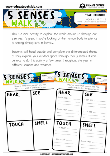 Five Senses Walk – Descriptive Writing | Teaching Resources