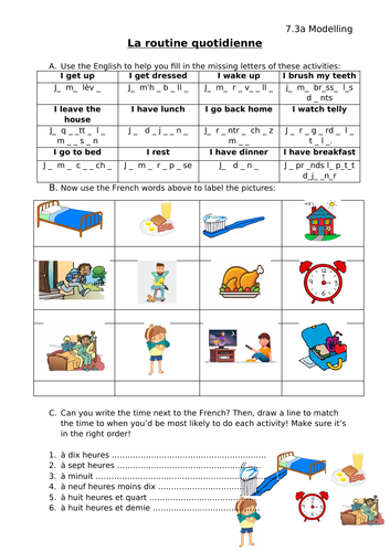 Daily Routine Worksheet | Teaching Resources