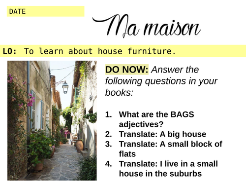 write an essay about your house in french